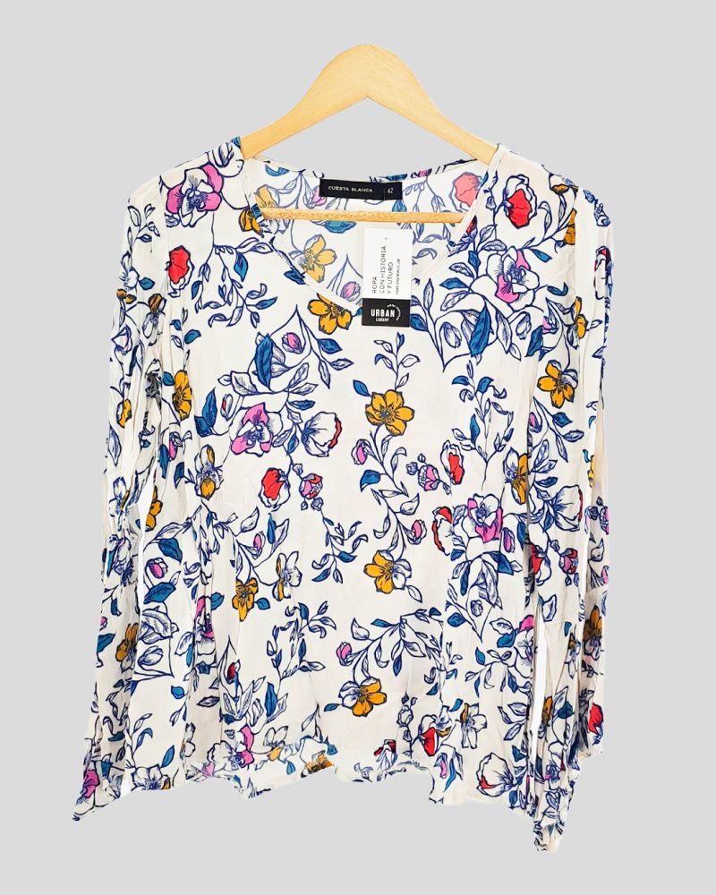 Blusa Manga Larga Liviana Cuesta Blanca de Mujer Talle 42