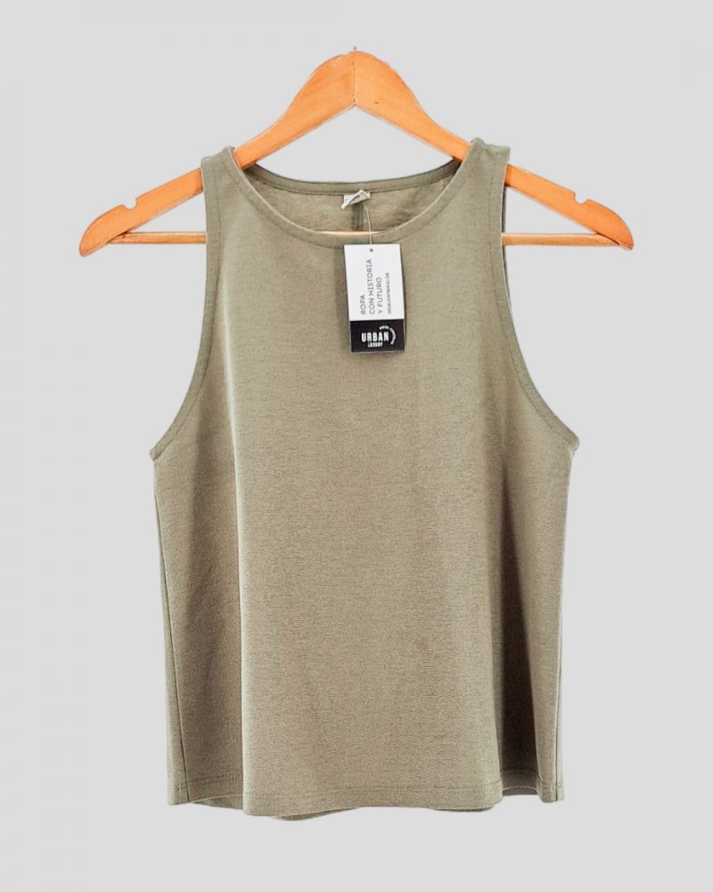 Musculosa Basica Ver de Mujer Talle 38