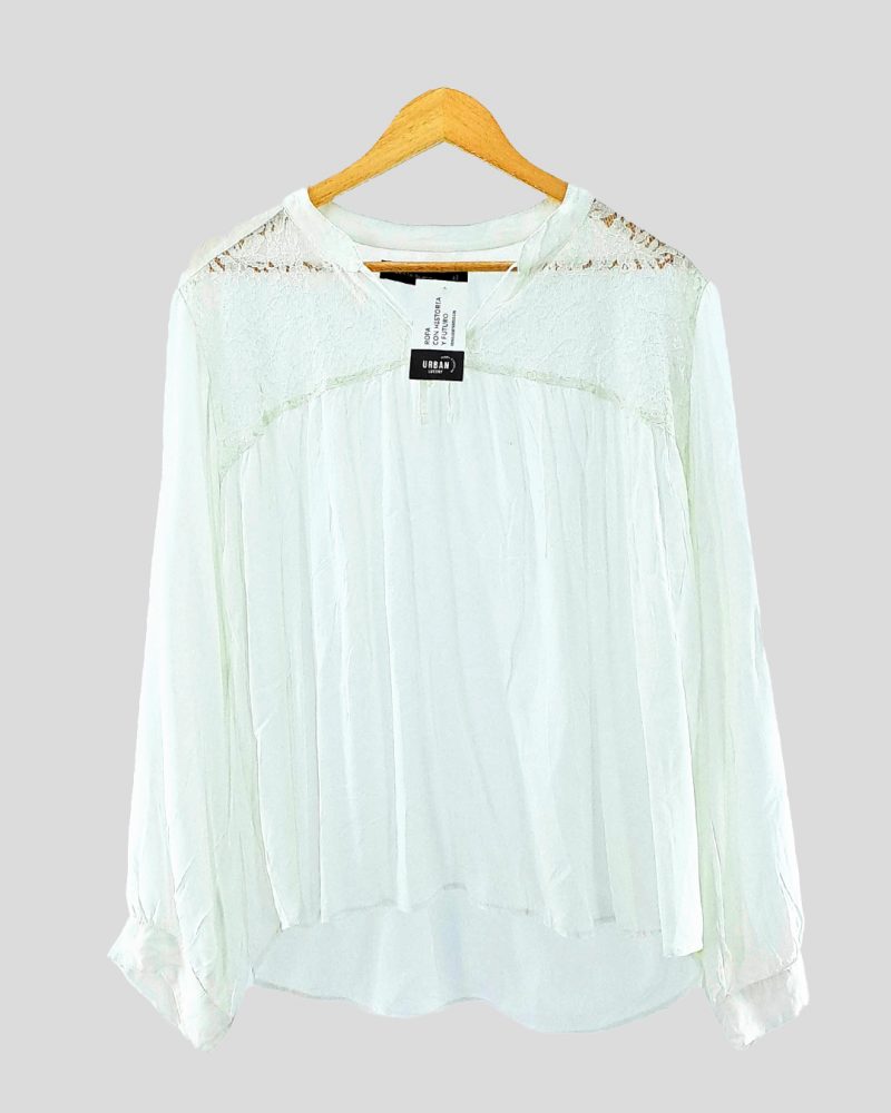 Blusa Manga Larga Liviana Cuesta Blanca de Mujer Talle 48