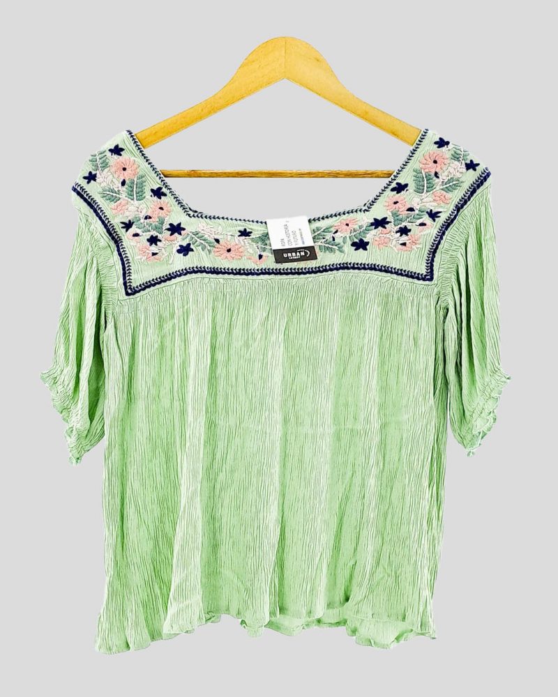 Blusa Manga Corta Motivi de Mujer Talle L