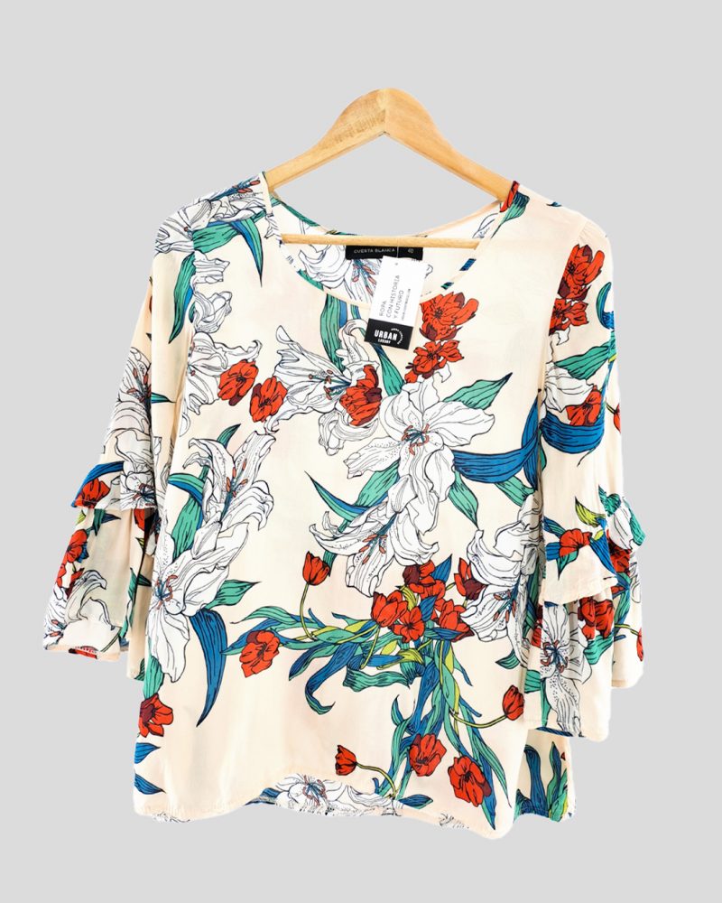 Blusa Manga Corta Cuesta Blanca de Mujer Talle 40