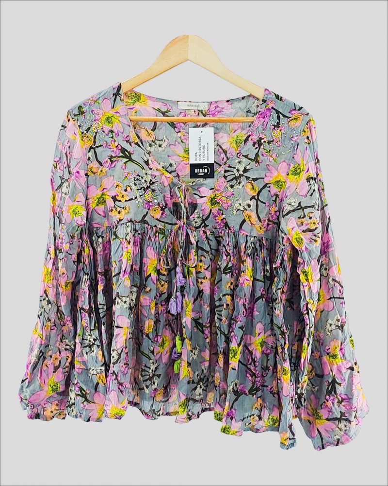 Blusa Manga Larga Liviana India Style de Mujer Talle 2